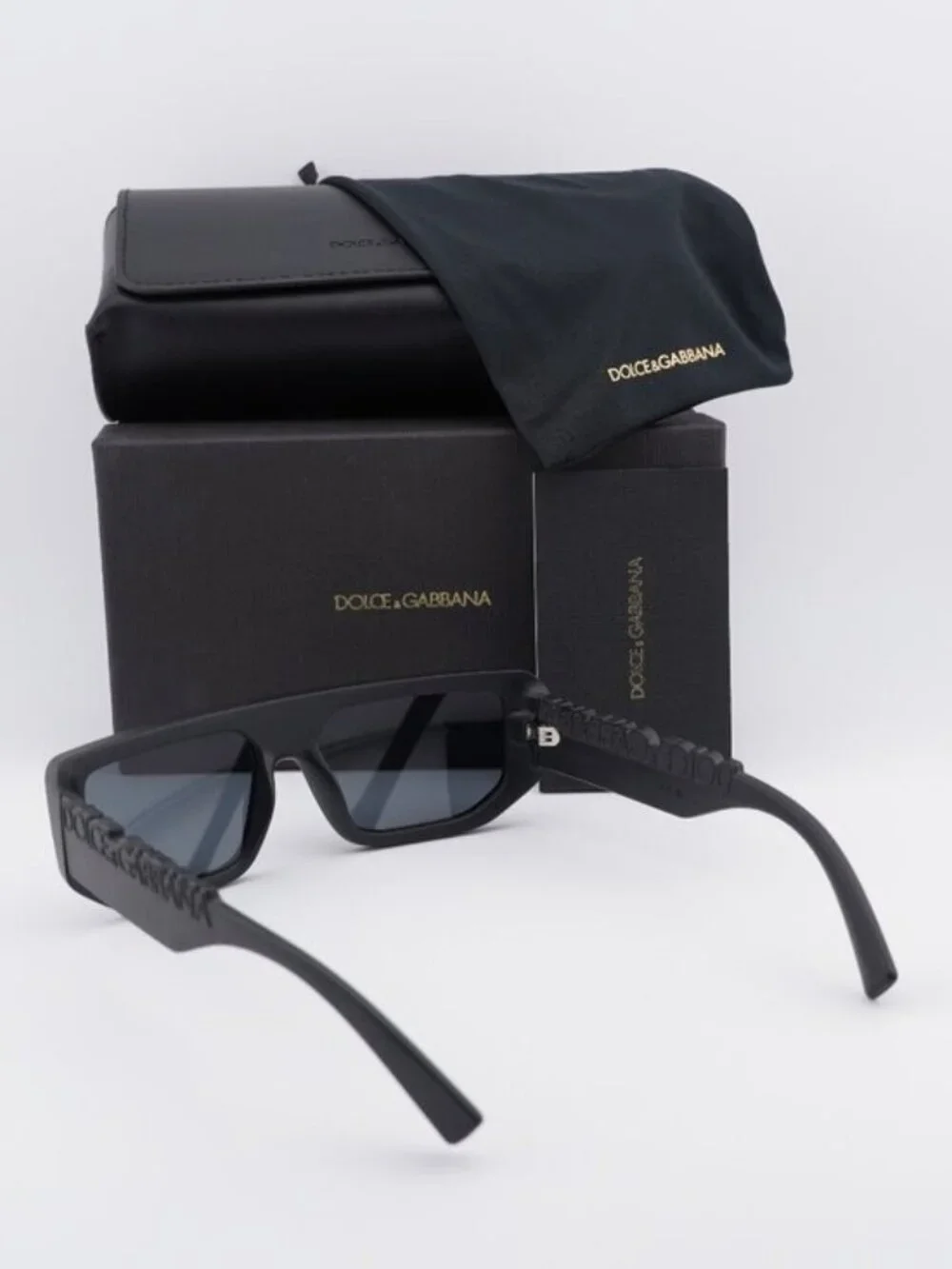 Dolce & Gabbana DG6203 25256G Rectangle Sunglasses - Black / Grey